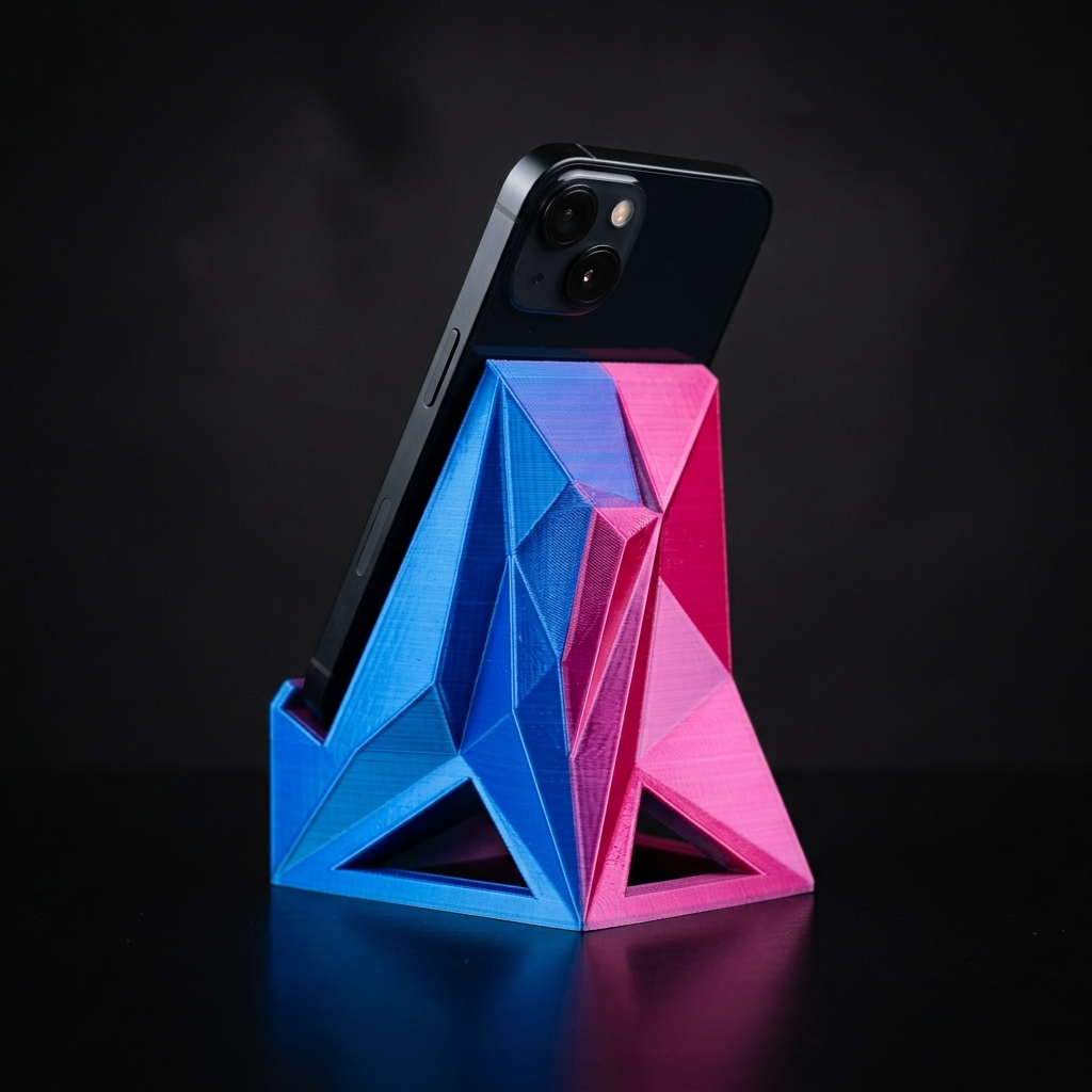 Objet 3D fuchsia et bleu
